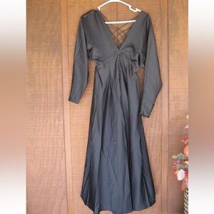 ASOS Edition Lattice Black midi satin dress